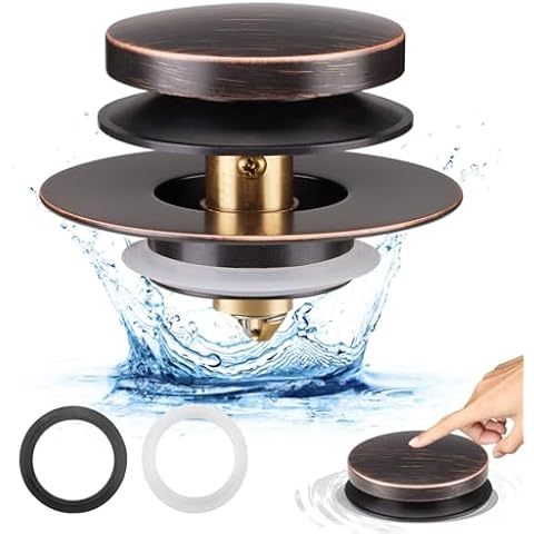 Bathtub Drain Stopper, Uxoz Universal Tub Stopper for Replacing Tip Toe/Trip Lever/Lift&Turn Tub Drain, Bath Tub Drain Stoppers Desiged for 1.5" to1.72 Drain Hole with 3 O-Rings, Oil Rubbed Bronze Cover
