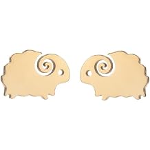 Cute Sheep Stud Earrings Stainless Steel Animal Goat Funny Earrings for Women and Men