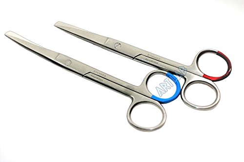 2 New German Premium Operating Scissors Curved Plus Straight 5.5 inch Blunt Sharp Surgical Instruments CYNAMED
