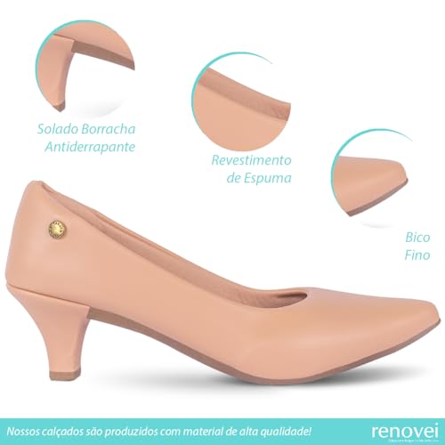 Sapato Scarpin Feminino Salto Baixo Fino Confortável R2.29 (Preto, BR, Adulto, Numérico, M, 36)