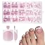 White French toenails C - Berry Pink Base