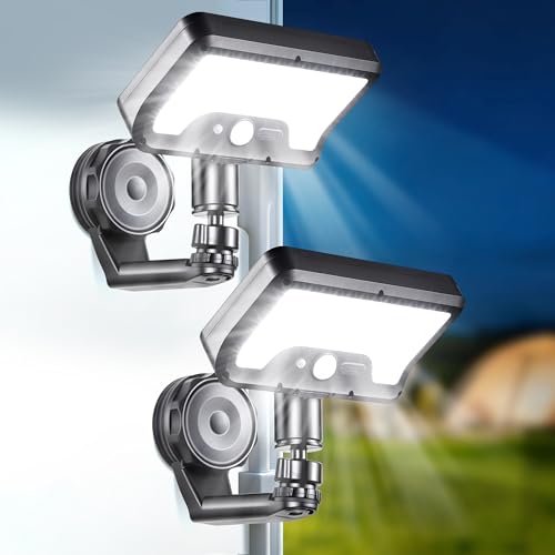 Thumok Magnetic Solar Lights Outdoor,RV Exterior Lights with Motion Sensor, 92LED 600LM Solar Security Lights IP65 Waterproof with Strong Magnets for Deck, Patio, RV, Camper(2Pack) (2)