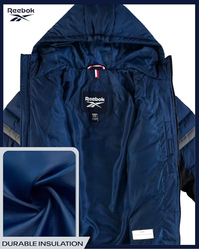 Image of Reebok Boys Puffer Jacket - Heavyweight Quilted Wind & Water Resistant Boys Winter Coat - Insulated Bubble Kids Winter Jacket