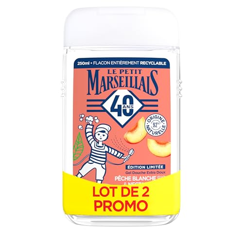 Gel Douche Pêche Blanche Bio Nectarine Le Petit Marseillais 40 ans souvenir