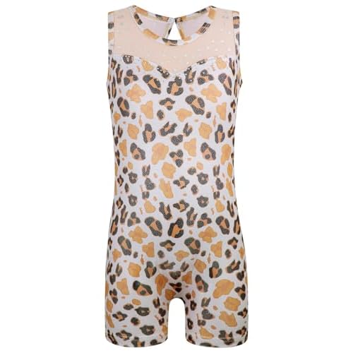 HOZIY Gymnastics Leotards with Shorts for Girls Toddlers Kids Biketard Tumbling Outfits Sparkle Unicorn Leopard Galaxy 3-4T 01 Leopard Brown