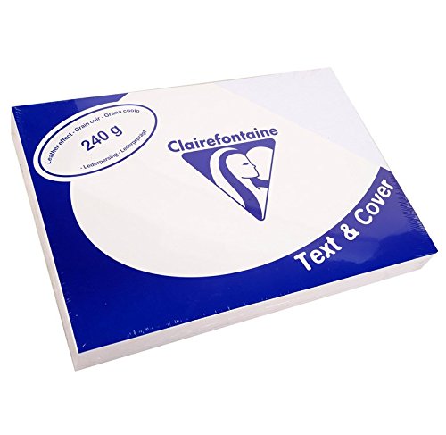 Couvertures reliure Clairefontaine A4 240g blanc grain cuir pour relier vos dossiers de bureau