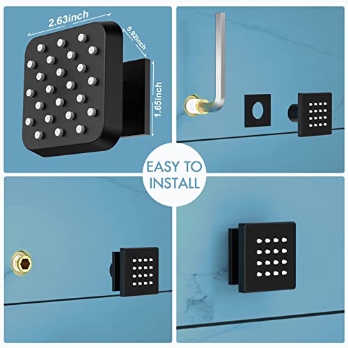 Shower Body Spray Jets, Bostingner 2.63-Inch Brass Square Shower Body Sparyer Spa Massage Showerhead Wall Mount Nozzles Npt 1/2”-4Pcs (Matte Black) #TOP5