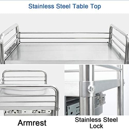 Medical Cart Dental Lab Cart, 2/3 Layer Stainless Steel Medical Instrument Cart, Hospital Equipment Portable Service Trolley With Wheels,Without Drawer,3 Layer-61x41x91cm,Coll