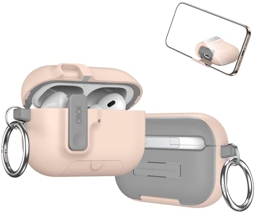 Image of Oboe Aegis Case 'Compatible with' Apple Airpods Pro 3 Case Full Protection Cover with Phone Stand, Magnetic Lock & Keyring (Pink) [AIRPODS & Charging CASE NOT Included]
