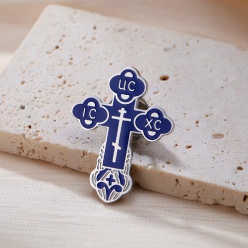 Image of TEAMER Cross Brooch Lapel Pin For Men Russian Orthodox Crucifix Eastern Church Cross Tie Pins Religious Christian Prayer Jewelry