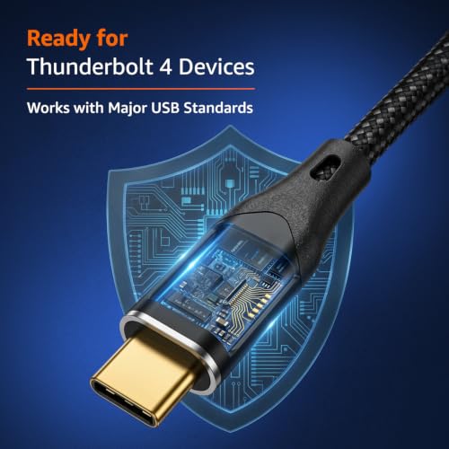 Image of amazon basics 240W Type C Cable With 40Gbps Data Transfer Speed, Thunderbolt 4, 8K@60Hz Display Cable, USB 4 Type C 90 Shaped Connector, Gold Coated, Type C Fast Charging