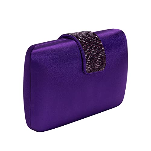 Image of Satin Rhinestones Evening Bags Party Bridal Clutch Purse For Women Prom Clutch