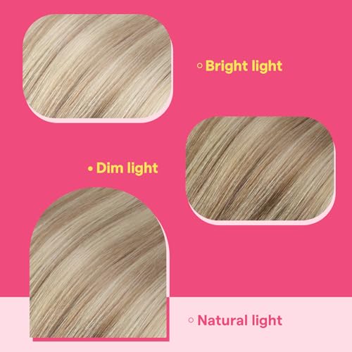 Image of Ve Sunny Hair Tape in Extensions 22Inch Long | Ash Blonde Highlight Bleach Blonde,50g 20Pcs,Silky Smooth,for Party