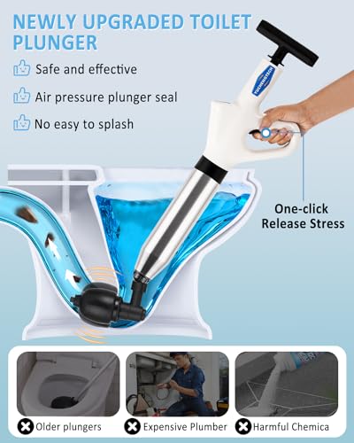 Limpieza de desagües de suelo con kit de émbolo de inodoro y base 3