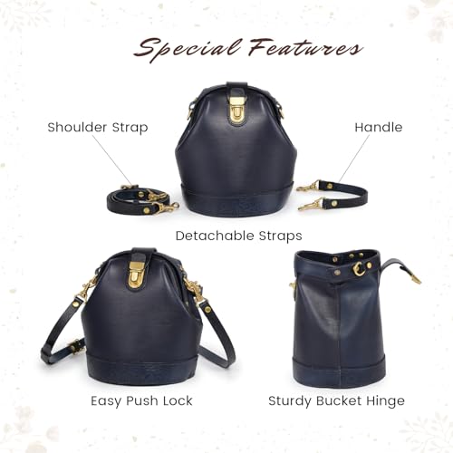 Image of OLD TREND Doctor Bucket Crossbody Handbag | Luxurious and Versatile Bag for Women | Genuine Cowhide Leather
