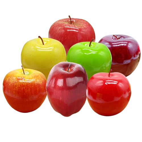Zcargel Artificial Fruit Decoration 7PCS Foam Fruit Props Ornaments Simulated Fruit Ornaments Lifelike Simulation Fake Fruits Apples for Home House Kitchen Party Photography Decoration