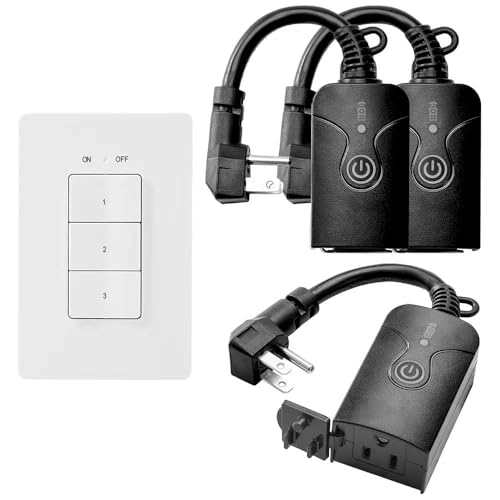 Outdoor Wireless Remote Control Outlets(3 Receiver, 1 Remote), Weatherproof Heavy Duty 15Amp Grounded Electrical Plug in Remote Light Switch, 100ft RF Range, ETL Listed(Battery Included)