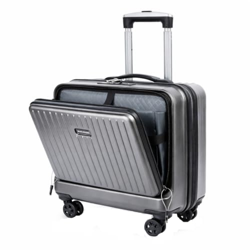 Image of Cabin Overnighter Trolley Bag Small Size Polycarbonate 18inch 45cms with 16inch Laptop Compartment Suitcase for Flight Travel Suitable for Men, Women,Boys and Girls (Slate Grey)