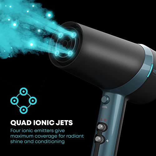 Revamp Progloss Quad Ionic Hair Dryer with Concentrator and Volumiser Attachment, 4 Ionic Emitters, Ceramic Grille Infused with Progloss Oils, Variable Heat and Speed Settings - Image 4