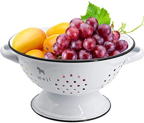 Enamel Fruit Bowl Basket for Kitchen Counters Decorative Fruit Bowl Home Table Decor, Applicable to Farmhouse Decor, Holiday Decoration (Pony)