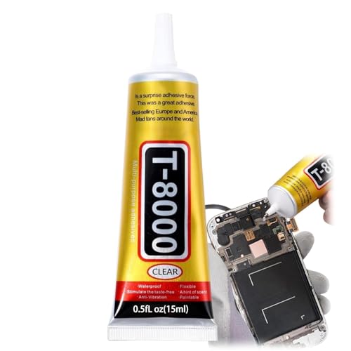 15ml T8000 Handy Display Kleber Starker Flexibler Bastelkleber Wasserfest und Lackierbar Schnellstrocknend für Holz Glas Keramik Metall Stoff Starker Flexibler Bastelkleber Mehrzweckkleber
