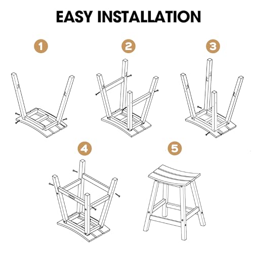 Image of Ciokea 2 Set 24 inch Outdoor Bar Stools Heavy Duty HDPE Counter Height Bar Stools Weatherproof Patio Seats Modern Waterproof BarStools for Bar Deck Balcony Kitchen Counter Yard, Black