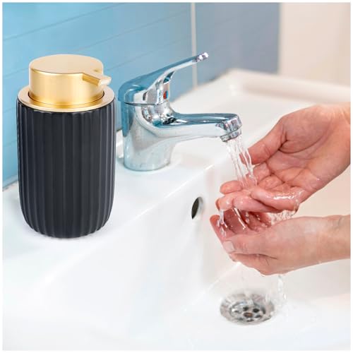 Image of Segbeauty Refillable Foam Soap Dispenser, 10.8oz Black Foaming Hand Soap Dispenser Ceramic, 320ml Empty Bathroom Lotion Dispensers Kitchen Liquid Foamer Press Foaming Pump Bottle for Home Decor