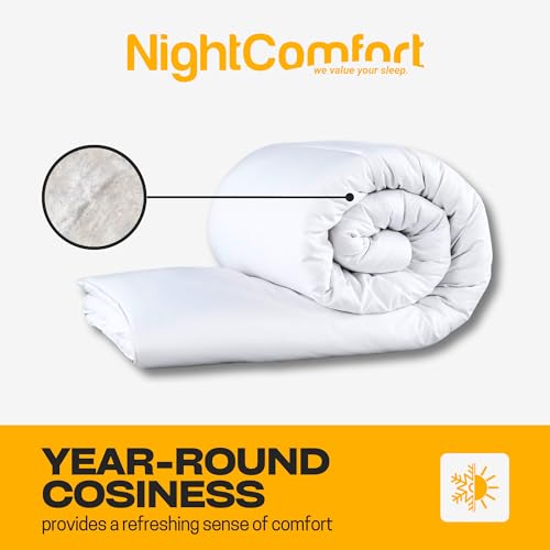 Night Comfort Soft & Snug Anti-Allergy 10.5 Tog All-Season King Size Duvet - Hypoallergenic Breathable Microfibre Cover with Lightweight Hollowfibre Filling Bedding Quilt - (230cmx220cm, White)