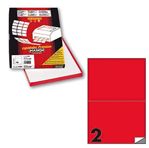 Etiqueta adhesiva C/509 rojo neón 100 hojas A4 210 x 148 mm (2et/fg) Markin