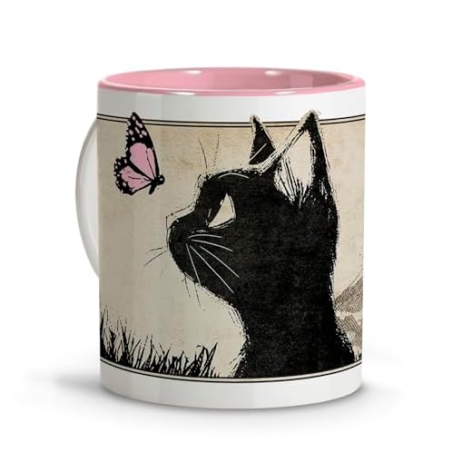 LolaPix Taza con Dibujo de Gato Estilo Anime. Tazas Originales para Regalar. Regalos Frikis Mujer. Regalos para Amantes de los Gatos. Tazas Cafe Originales. Taza Anime Gato Negro. Taza Ceramica Rosa.