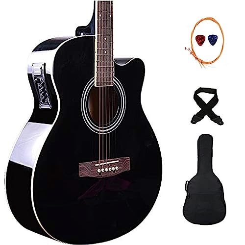 Image of BLUEBERRY B-40EQ-GL, Electro Acoustic Electric Guitar Kit with inbuilt Trussrod, Rosewood Fretboard & bridge with 4 Band EQ-7545R Piezo Pickup Guitar Preamp Amplifier Equalizer Tuner (Black)