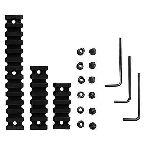 KODENOR 3 Sizes Set 5 7 13 Slot 2" 3" 5" Picatinny Weaver Rail Mount ABS Plastic AR15 M4 Keymod Rail Handguard Section for Hunting (Color : GR001-BK) Cover