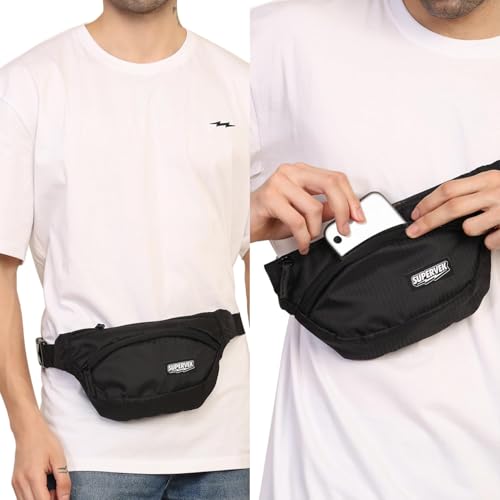 Supervek Mini Lightweight Water-Resistant Fanny Pack For Women & Men -Black - image 8