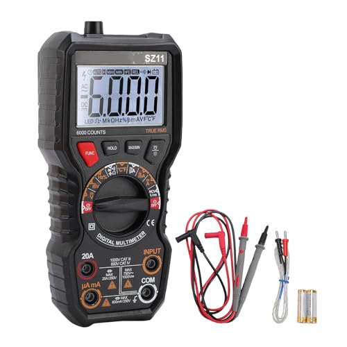 Marhynchus Digital Multimeter, 6000 Counts Auto Ranging Voltage Tester with Flashlight and NCV, for AC DC Voltage Current Capacitance Temperature Frequency Duty Cycle