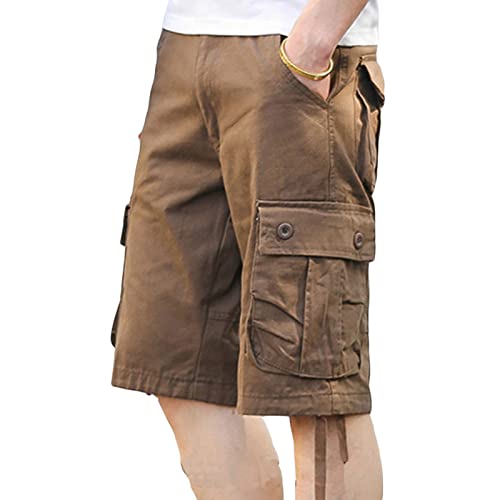 Pantalones Cortos Cargo Casual para Hombre Color Coffee Talla 33