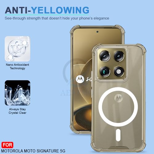 Image of AESTMO Clear Back Cover for Motorola Moto Signature 5G | 360 Protection | Transparent Back Cover for Motorola Moto Signature 5G (PC + TPU, Compatible with MagSafe Accessories, Transparent Bumper)