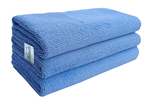 Image of SOFTSPUN Microfiber Cloth - 3 pcs 40x40 cms 340 GSM Sky Blue Thick Lint & StreakFree Multipurpose Cloths Automotive Microfibre Towels for Car Bike Cleaning Polishing Washing & Detailing.