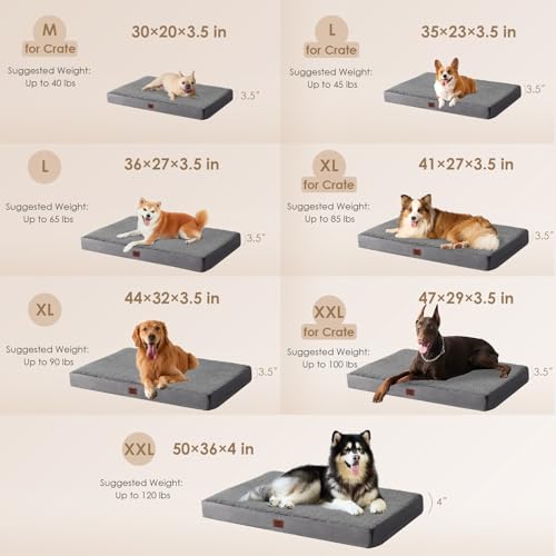 EHEYCIGA Orthopedic XL Dog Beds for Extra Large Dogs with Removable Washable Cover, Grey, 44x32 - Image 4