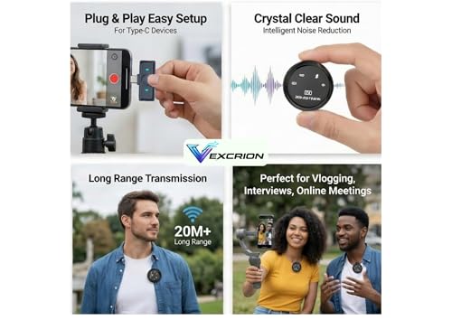 Image of Dual Wireless Lavalier Microphone with Charging Case, Noise Reduction Clip-On Mic with Type-C Receiver, Portable Wireless Microphone for YouTube, Vlogging, Interviews,