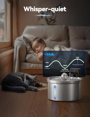 FEELNEEDY Wireless Cat Water Fountain - Safe Water-Electricity Separation, 3.5L Stainless Steel, 4000mAh Battery, XL Filter for Less Replacement, Motion Sensor & Ultra-Quiet Pump - Image 6
