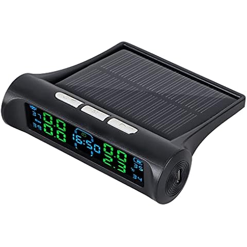 YONUGFLY Tire Pressure Monitoring System, External Tpms Tire Pressure Monitor System with Solar Charge, Real-Time Pressure Temperature Safety Alarm LCD Color Display with 4 Sensors & 6 Alarm Modes Cover