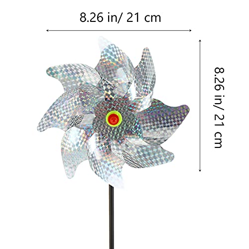 VALICLUD 2 pinwheels brilhantes reflexivos, giratórios holográficos, cata-vento com estacas, espanta