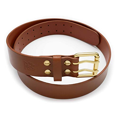 Review Outdoor Gear Handmade Leather Belt (Light Brown Double Brass Roller, 32)