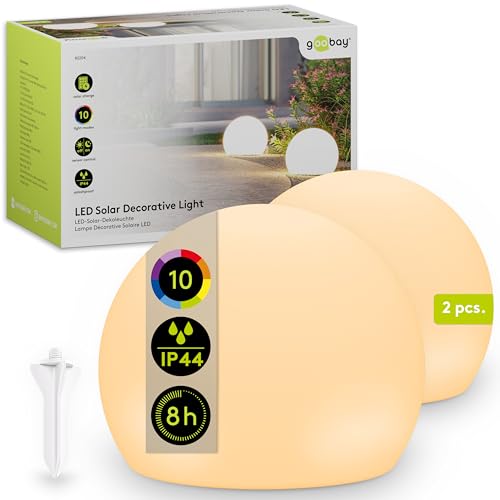 goobay Lot de 2 boules solaires LED de 20 cm - Boules lumineuses RGB d'extérieur, étanches, résistantes au froid | Lampe solaire décorative pour terrasse,...
