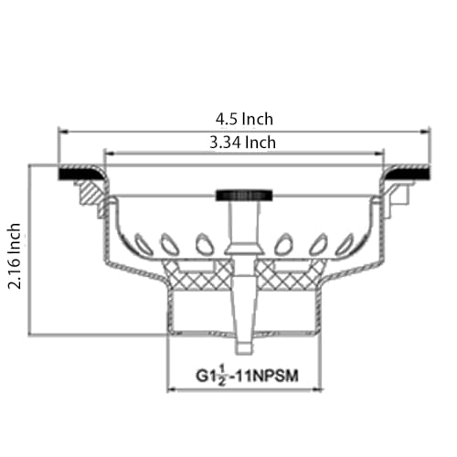 Desagüe de acero inoxidable con colador 3-1/2" para cocina miniatura 3