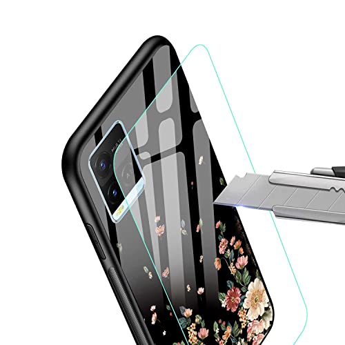 Image of NDCOM Back Cover Compatible with VIVO Y21, 33T, T1x, Y21G, Y33s, Y21A, Y21T Back Cover Flowers Girly Printed Metal Case