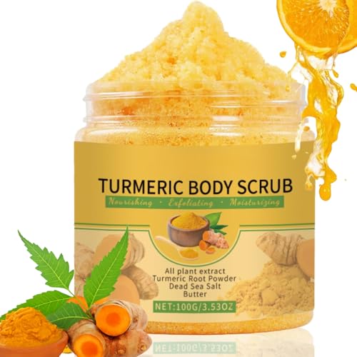 Turmeric Body Scrub - Natural Exfoliating Body Scrub with Shea Butter & Dead Sea Salt, Gentle Moisturizing Body Polish for Smooth & Glowing Beauty Skin, Vegan & Organic Body Care for Women & Men