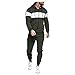 Tuta da Ginnastica Uomo Pantaloni della Felpa con Stampa con Cerniera e Splicing Set di Tute Sportive (M,Army Green)