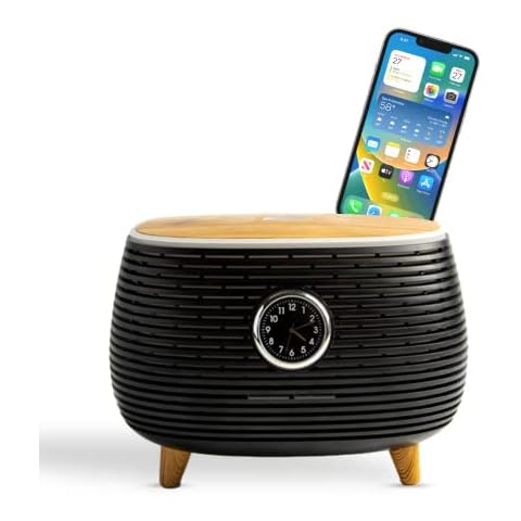 SG Essentials Wooden Grain Diffuser - Aromatherapy Essential Oil Grain Diffuser | Bluetooth Speaker, Clock, and Auto Shut-Off Mode | Cool Mist Humidifier for Yoga Spa | 400 ML Cover