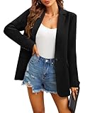 Febriajuce Women's Casual Long Sleeve Lapel Oversized Button Work Office Blazer Suit Jacket